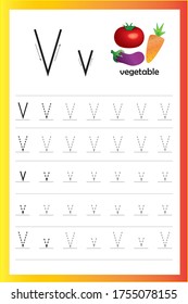 Alphabet A - Z. Writing practice. Tracing letter. Exercises for kids.