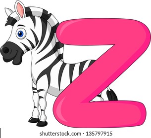 Alphabet Z with zebra cartoon