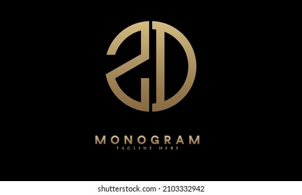 Alphabet ZD or DZ illustration monogram vector logo template in round shape