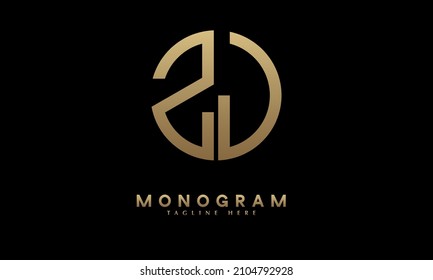 Alphabet ZJ or JZ illustration monogram vector logo template in round shape