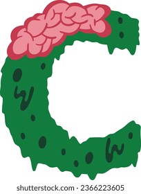 an alphabet with a zombie brain theme