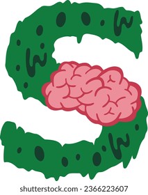 an alphabet with a zombie brain theme