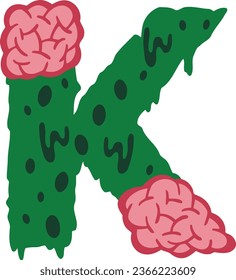 an alphabet with a zombie brain theme