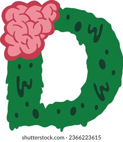 an alphabet with a zombie brain theme