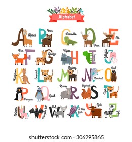 Alphabet with zoo animals