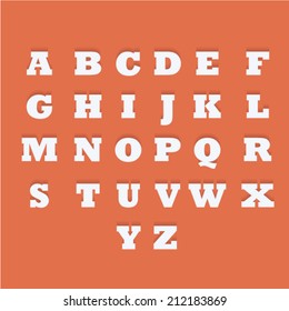 alphabet,Flat style with short shadows 