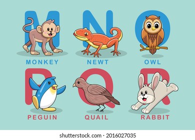alphabeth animal cute education m-r vector
