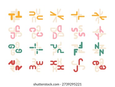 Alphabeth Propeller Element Icon Set 