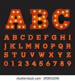 Alphabetic font carnival style with large round bulbs