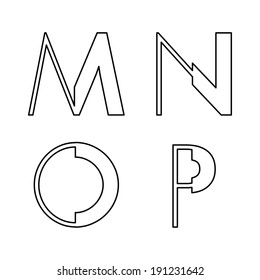alphabetic font M N O and P