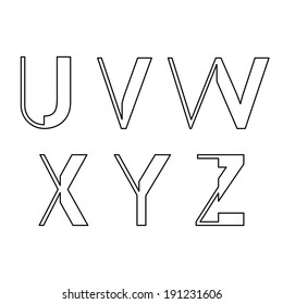 alphabetic font U V W X Y and Z