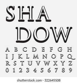 alphabetic fonts and numbers shadow style