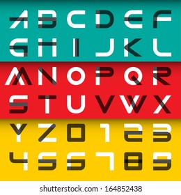 alphabetic fonts and numbers, vector illustration.