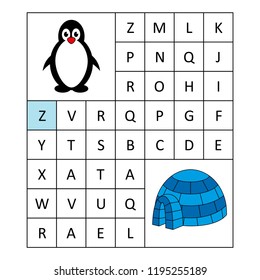 Alphabetic labyrinth, puzzle. worksheet. Learning a letters. Task - Go from the letter Z to the letter A, and coloring page. Learning alphabet. worksheet for preschool children, kids. 