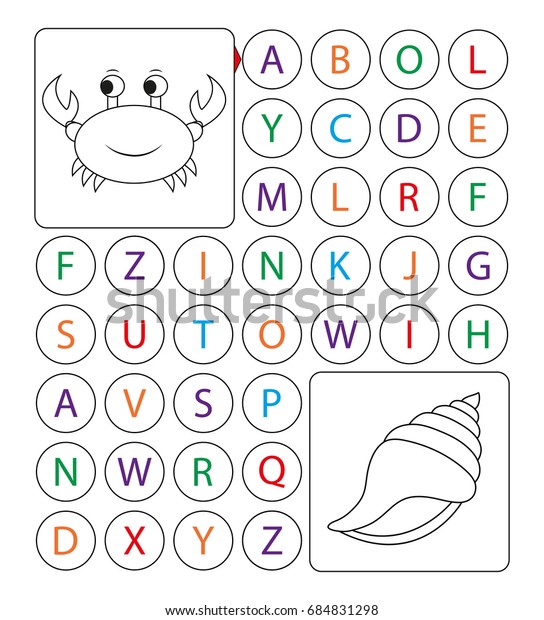 アルファベット迷路 パズル ワークシート 手紙を学ぶ Task 文字aから文字zに移動し カラーリングページを作成します アルファベットを学ぶ 未就学児 子供用のワークシート のベクター画像素材 ロイヤリティフリー