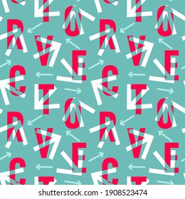 Alphabetic pattern with arrows and motion vector for printing on souvenirs, fabrics, wallpaper