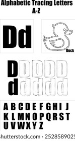 alphabetic tracing letters from A to Z of letter D.