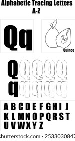 alphabetic tracing letters from A to Z of letter Q.