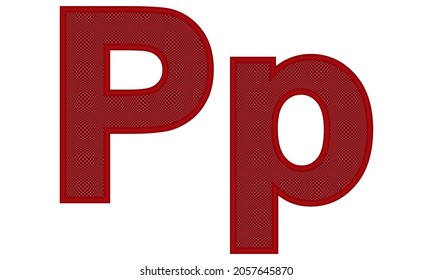 Letras Alfabéticas Mayúsculas Y Minúsculas De P Con Ilustración De Vector De Patrón Cuadrado. Letra roja P mayúscula Y minúscula aislada en fondo blanco
