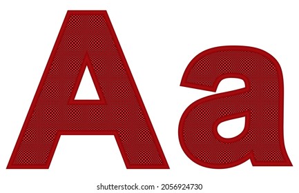 Letras Alfabéticas En Mayúsculas Y Minúsculas De Una Con Ilustración De Vector De Patrón Cuadrado. Letra roja A mayúscula Y minúscula aislada en fondo blanco
