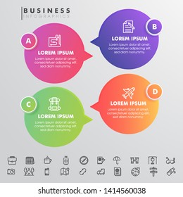 Alphabetical Business Infographic user interface with web menu on gray background.