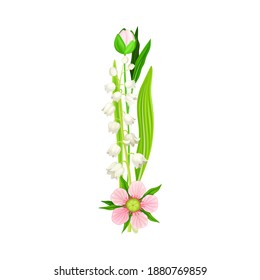 Alphabetical Character I Arranged from Fresh Meadow Flora Vector Illustration