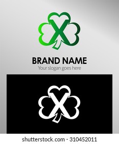 Alphabetical Clover Logo Design Concepts. Letter x
