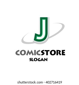 Alphabetical comic logo design on white background of J
