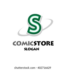 Alphabetical comic logo design on white background of S