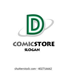 Alphabetical comic logo design on white background of D