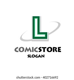 Alphabetical comic logo design on white background of L