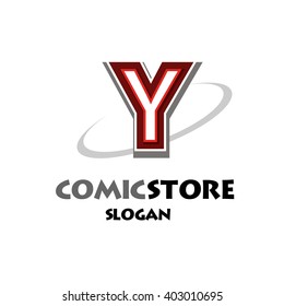 Alphabetical comic logo design on white background of Y