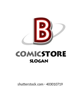 Alphabetical comic logo design on white background of B