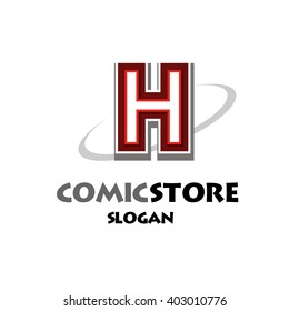 Alphabetical comic logo design on white background of H