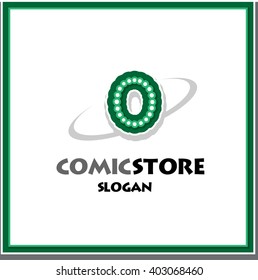 Alphabetical comic logo design on white background of O