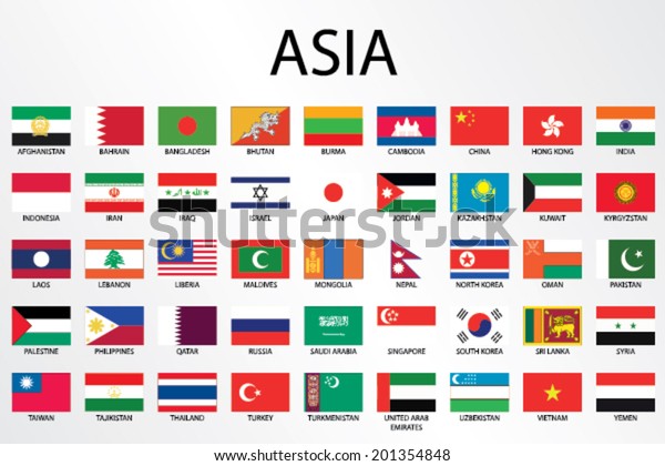 Alphabetical Country Flags Continent Stock Vector (Royalty Free) 201354848