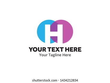 alphabetical h letter logo creative design in flat style with color