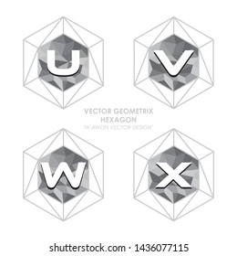 Alphabetical hexagon vector - Vector logo letter U V W X concept illustration