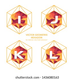 Alphabetical hexagon vector - Vector logo letter I J K L concept illustration