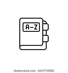 Alphabetical index directory graphic, contact list icon from A to Z sorting
