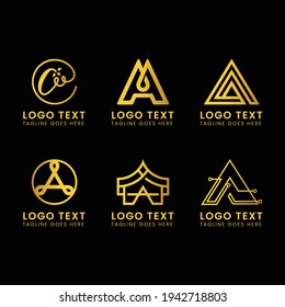 Alphabetical letter a logo collection with a golden style color Free Vector