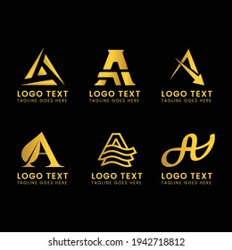 Alphabetical letter a logo collection with a golden style color Free Vector