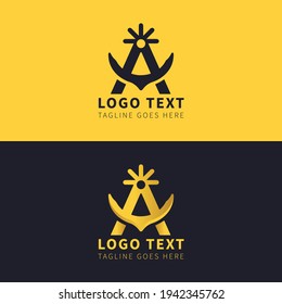 Alphabetical letter a logo with a golden style color Free Vector