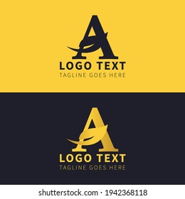 Alphabetical letter a logo with a golden style color Free Vector