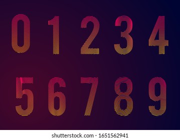 Alphabetical number with Abstract line gradient. font effect. gradient line style