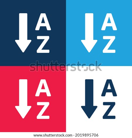 Alphabetical Order blue and red four color minimal icon set