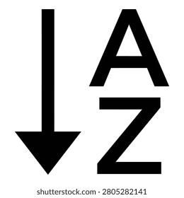 Alphabetical order symbol with down arrow from A to Z icon