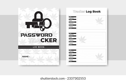 alphabetical Password Tracker interior journal notebook Print information Logbook Template design