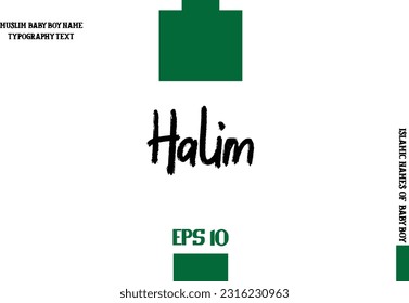 Alphabetical Text Lettering of Arabic Boy Name Halim