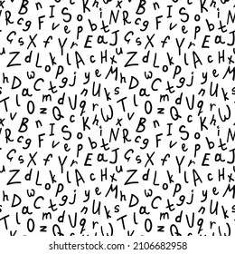 Alphabetical vector seamless pattern, abc black and white pattern for background for wrapping paper, fabrics and other designs